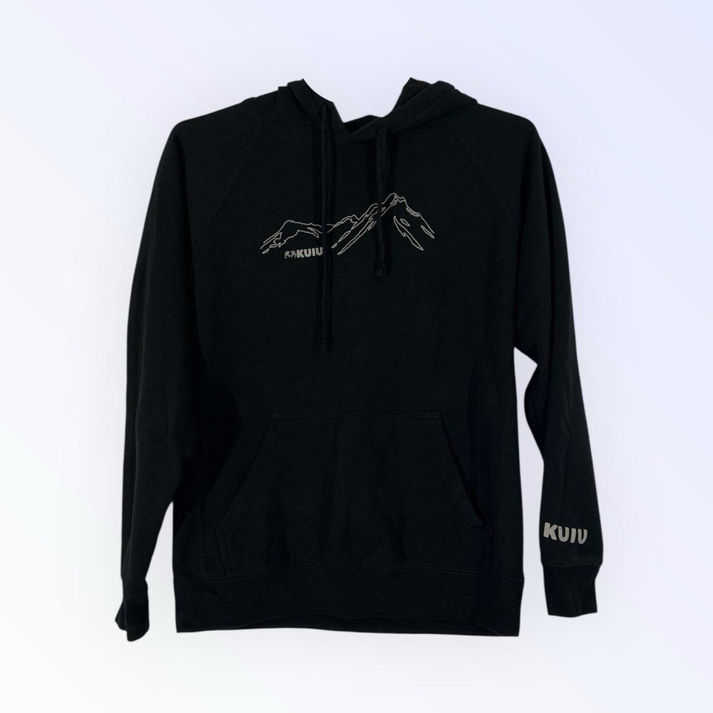 KUIU Hoodie Mens SMALL‎ BLACK MOUNTAIN Logo Fleece Pullover Sweatshirt Hunting